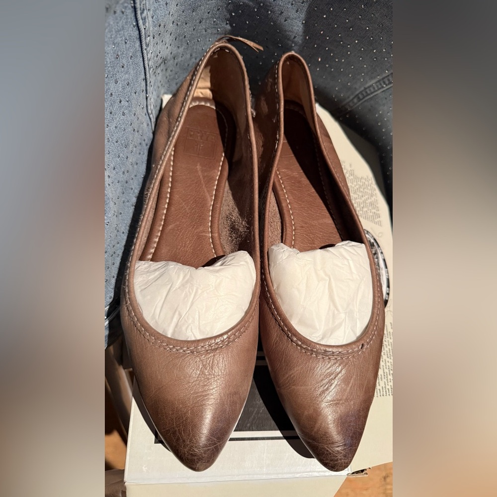 Frye Brown Leather Ballet Flats